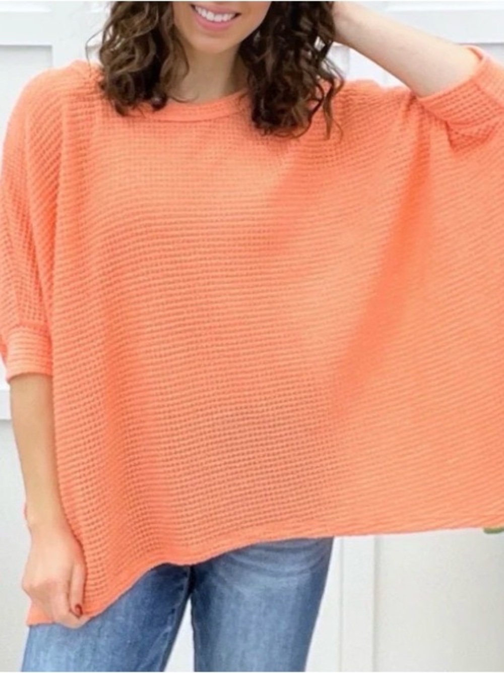 NWT ANDRÉE S raised ribbed and oversized coral poncho